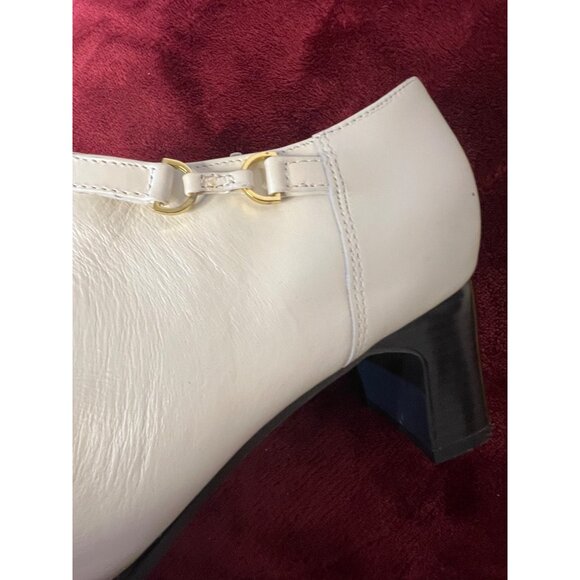 AJ Valenci Women White Leather Ankle Boot Size 8.5W flaw Comfortable Chunky Heel - Picture 7 of 16